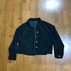 SHEIN Black Ribbed Corduroy Jacket